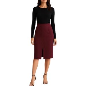 Club Monaco Wool Burgundy Pencil Skirt Size XS
